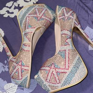 Stiletto heels worn a few times. Multicolored